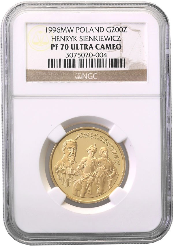 III RP. 200 złotych 1996 Henryk Sienkiewicz NGC PF70 ULTRA CAMEO (MAX)